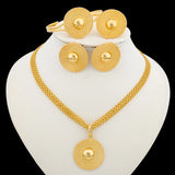 Fashion Women Jewelry Set for Accessories 18k Gold Color Earrings and Ring Bangle Ring Set for Engagement Party