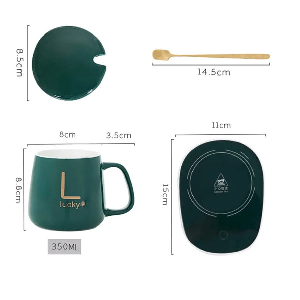 400ml Smart Ceramic Cup Coaster Warmer Thermostatic Coffee Heating Electric Mug Set Milk Tea Heating Water Cafetera