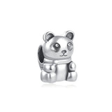 Cute 925 sterling silver cat pendant bead—fits original charm bracelets. Perfect for women and men.