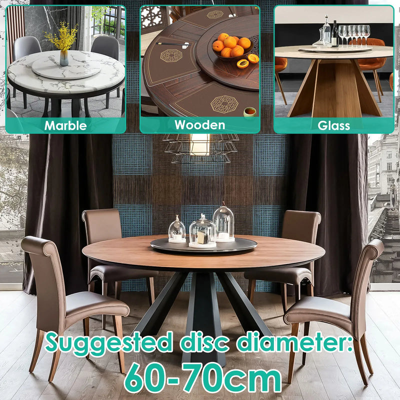 14-inch rotating metal turntable—heavy-duty swivel plate for smooth dining table rotation.