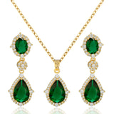 "Elegant zircon jewelry set with necklace and water drop earrings—perfect for brides and special occasions."