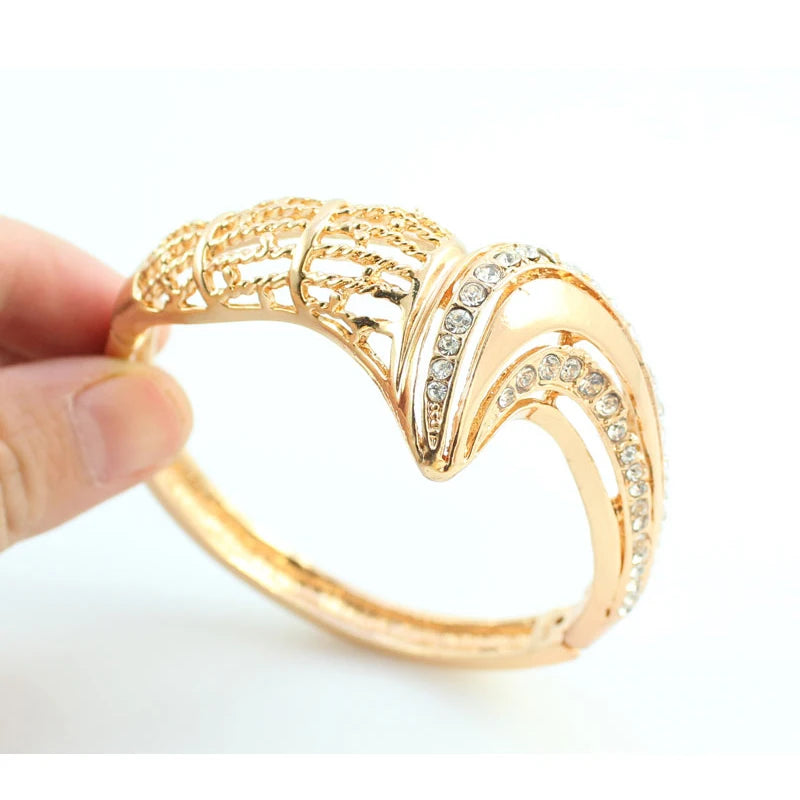 Women Jewelry Sets For Wedding Beads Crystal Pendant Statement Dress Necklace Earrings Bracelet Ring Set