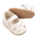 New Baby Shoes Embroidered Girl Baby Shoes Mary Jane Flat Shoes Princess Shoes Non slip Rubber Soles 0-18M Newborn