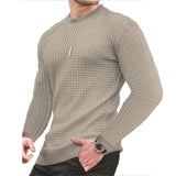 Men's fashion small check Waffle youth crew-neck jacquard check hoodie