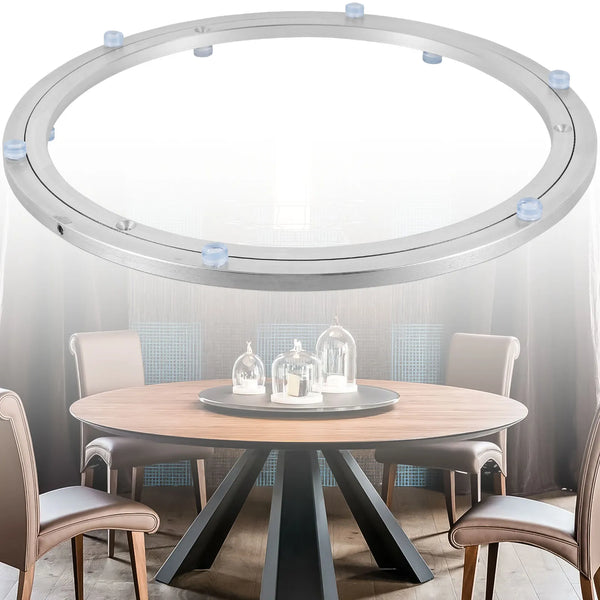 14-inch rotating metal turntable—heavy-duty swivel plate for smooth dining table rotation.