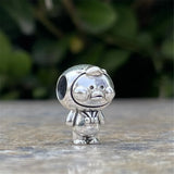 Cute 925 sterling silver cat pendant bead—fits original charm bracelets. Perfect for women and men.