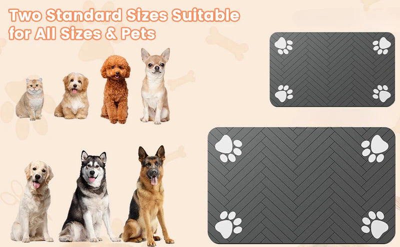 Absorbent Pet Feeding Mat - Waterproof Rubber-Backed Bowl Mat for Dogs & Cats, Quick-Drying Design