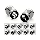 Men's Fashion Twelve Constellations Dumbbell Stainless Steel Earrings