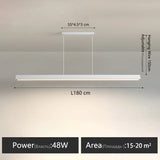 Minimalist modern chandelier—sleek strip light for dining rooms, bars, or office spaces.