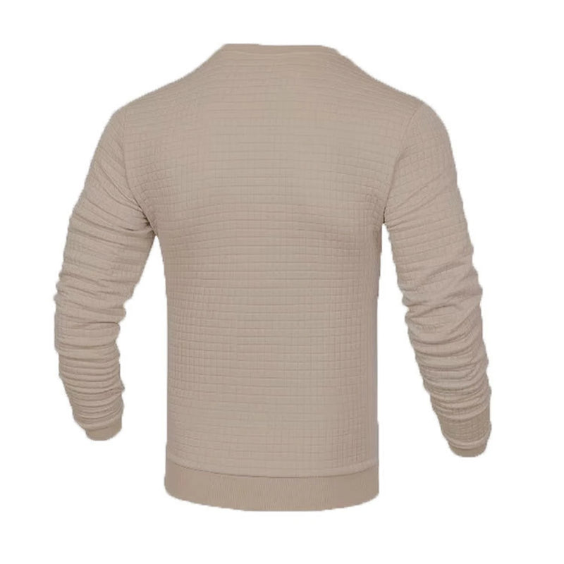 Men's fashion small check Waffle youth crew-neck jacquard check hoodie
