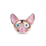 Cute 925 sterling silver cat pendant bead—fits original charm bracelets. Perfect for women and men.