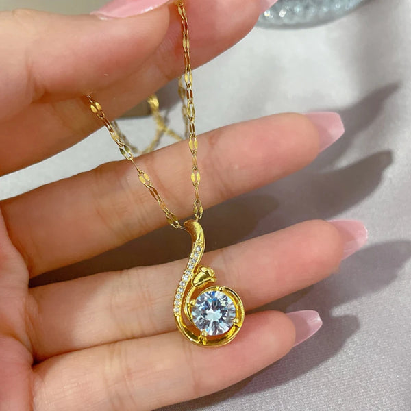 Chic gold pendant necklace with stainless steel link chain. Stylish, durable, and ships free."