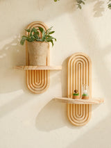 Wooden Wall Shelf - Boho Style Modern Home Decor for Living Room or Bathroom Display