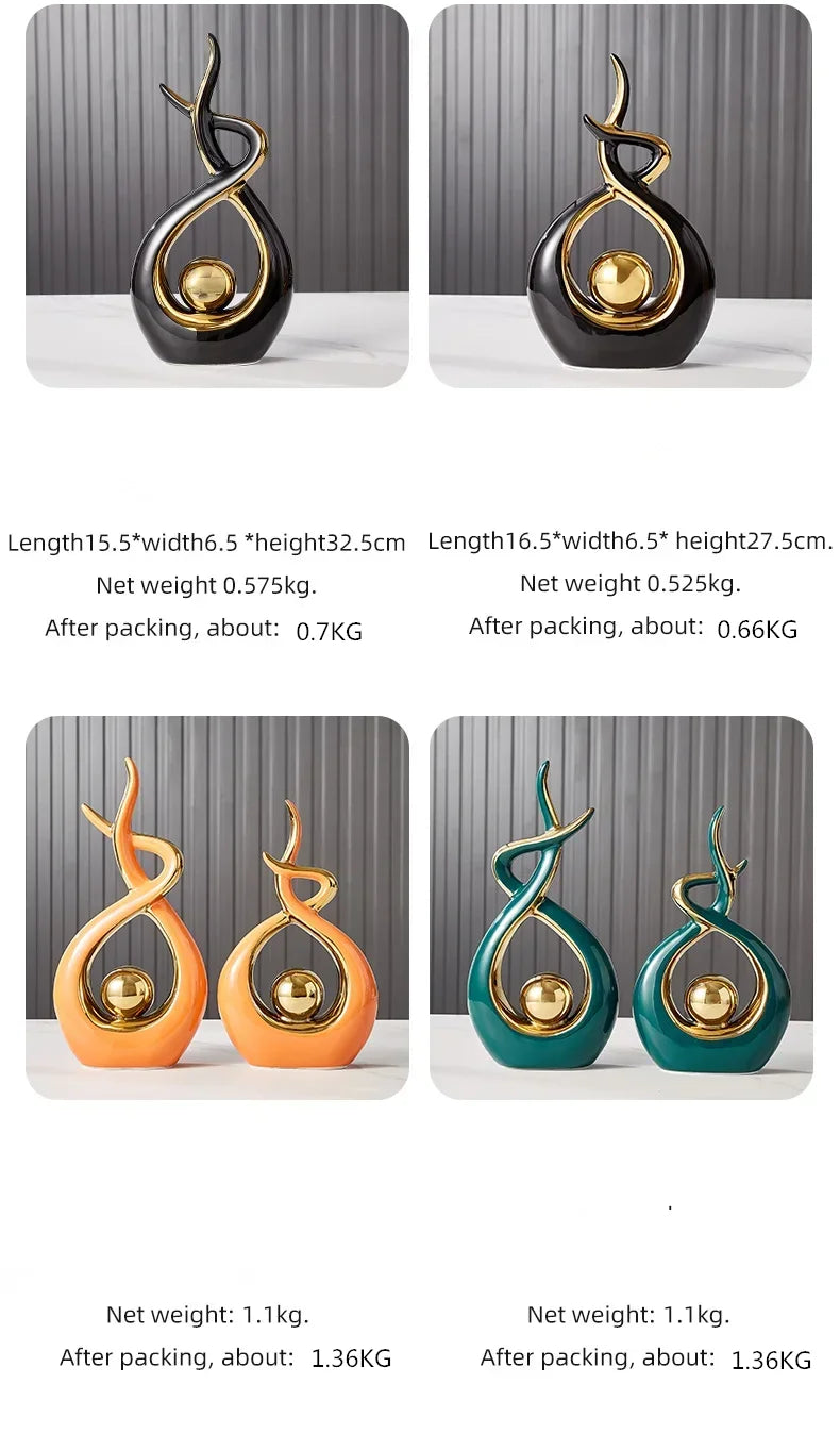 Nordic Ceramic Figurines - Living Room or Desk Decor Statues, Feng Shui Ornaments