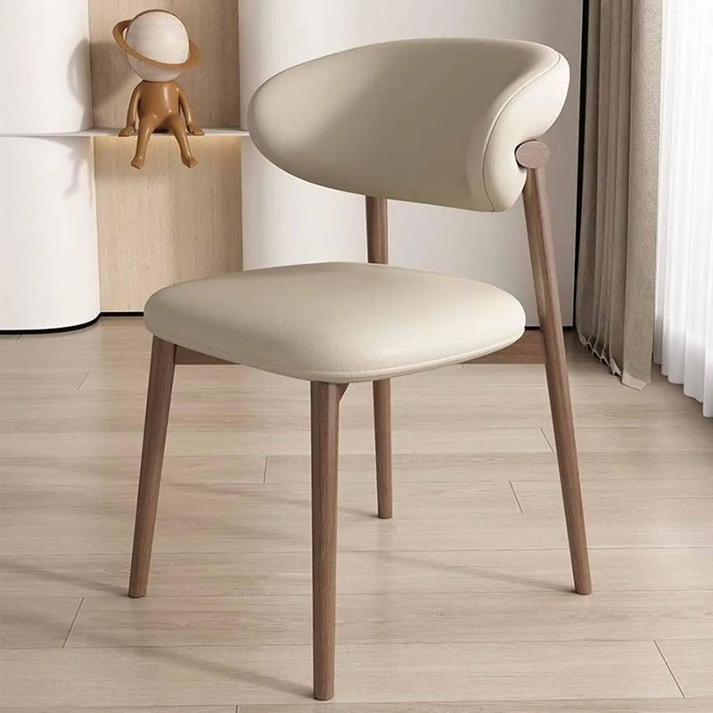 Cafe lounge chair, upholstered dining chair, curved back cushion, modern armless dining side chair
