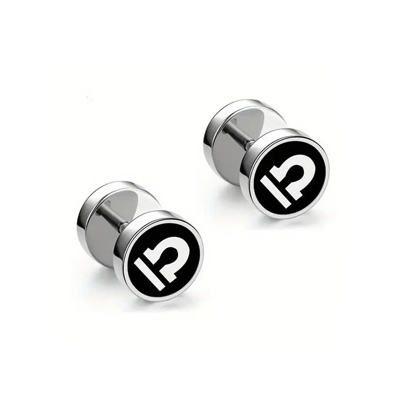 Men's Fashion Twelve Constellations Dumbbell Stainless Steel Earrings