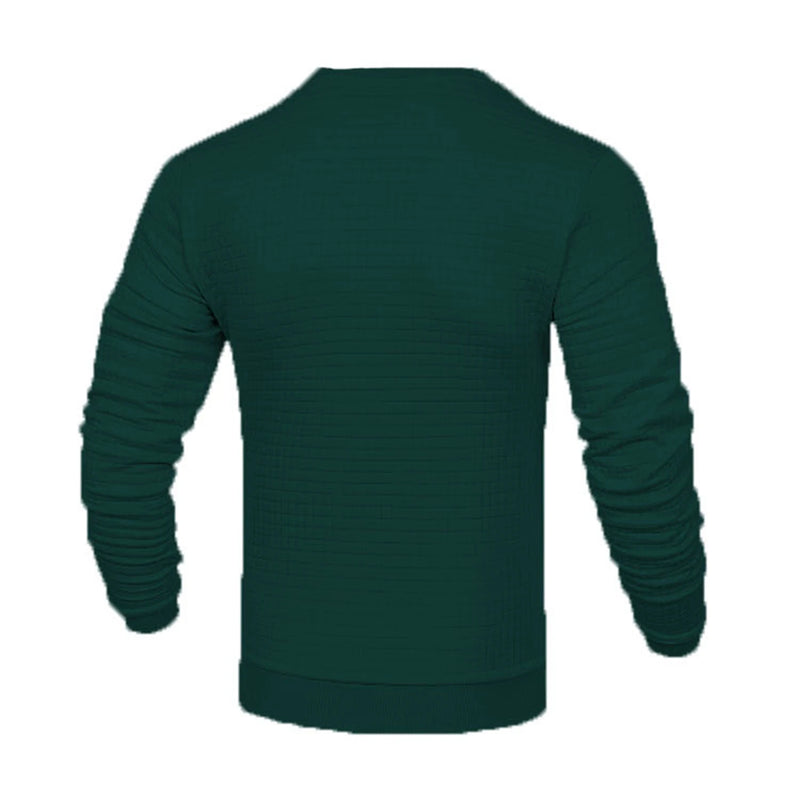 Men's fashion small check Waffle youth crew-neck jacquard check hoodie