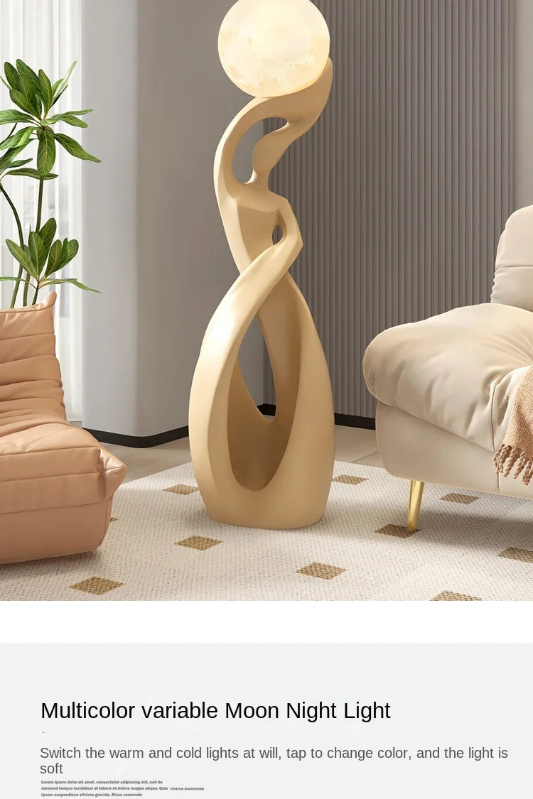 Abstract Art Statue - Nordic Living Room Floor Sculpture, Luminous Home Decor Ornament, Housewarming Gift