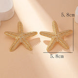 Modern Jewelry Accessories Gold Color Metal Statement Earrings and Adjustable Neck Choker Starfish Pendant Necklace for Women