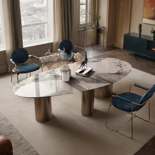 Modern marble kitchen dining table—luxury mid-century design perfect for home and living spaces."