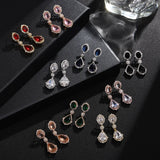 "Elegant zircon jewelry set with necklace and water drop earrings—perfect for brides and special occasions."
