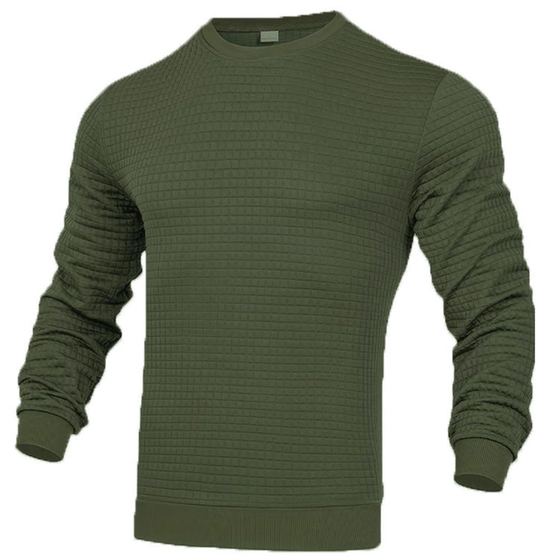 Men's fashion small check Waffle youth crew-neck jacquard check hoodie