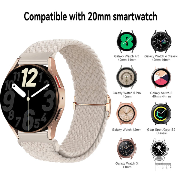 2 Packs Watch Bands For Samsung Galaxy Watch Active 2 40mm 44mm/Active 40mm/Galaxy Watch 3 41mm/42mm/Gear S2/Galaxy Watch 4 5 6