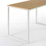 Modern Home Office Desk with White Metal Frame and Wood Table Top-3