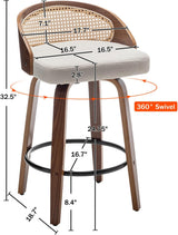 25" Beige Rattan Swivel Counter Stools (Set)-2
