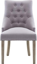 Dining Chair Gray Fabric Leisure Padded Ring Chair, Nailed Trim, Set of 2-4