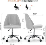 Office Desk Chair, Modern Cute Rolling Vanity Swivel Task Chairs with Wheels, Comfortable Back Seat Armless for Home, Bedrooms, Office, Study, Student, Adults, Make-Up, Dressing Room, Cloud-2