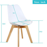 Set of 2 Modern Style Chair Dining Chairs, Shell Lounge Plastic Chair with Natural Wood Legs (White)-2
