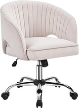 Cute Desk Chair Velvet Chair Vanity Chair with Wheels Home Office Chair Upholstered Modern Swivel Chair with Tufted Barrel Back for Study, Vanity, Bedroom Cream-0
