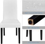 Dining Chair Set of 4 Faux Leather Parson Chair Modern Kitchen Living Room Side Chair Upholstered Padded Armless Chair with Solid Wood Legs, White-4