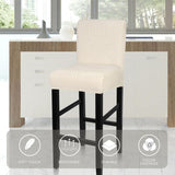 Water Repellent Bar Stool Covers Set of 4, Stretch Washable Barstool Seat Covers, Counter Height Chair Covers for Kitchen Dining Room Cafe (Beige Ripple Jacquard)-3