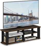 Nelly Entertainment Center TV Stand, Short 43.3"(W) X13.4(H) X13.1(D), Columbia Walnut/Black-4