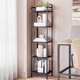 Bookcase Bookshelf, Narrow Book Shelf, Industrial Corner Shelf Storage Organizer, Slim Shelving Unit for Home Office, Living Room, Bedroom, Kitchen, 5-Tier Black BC24504B-0