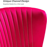3 Piece Velvet Living Room Furniture Set, Modern Comfy Upholstered Chair Set with Golden Legs, Include Loveseat & 2 Accent Chairs for Bedroom, FUCHSIA Tufted 2-Seater Sofa & Armless Chairs-2