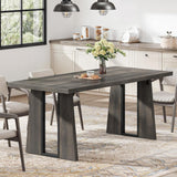 Rectangle Dining Table for 6-8 People 70.86 Inch Large Dining Room Table Wooden Dinner Table with Heavy Duty Legs for Kitchen Apartment Restaurant Rustic Grey-0