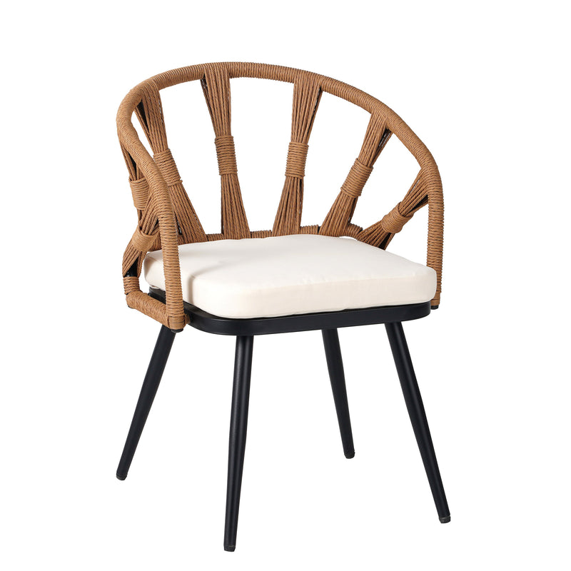 Contemporary Outdoor Set with PE Rattan Chairs and Plastic Wood