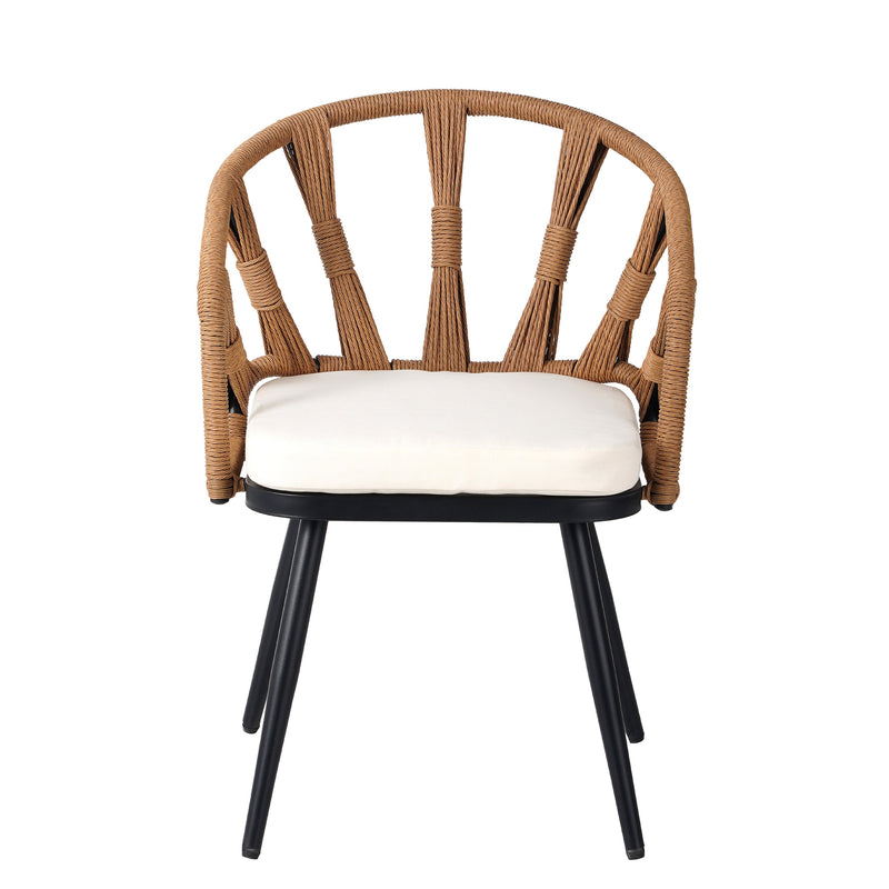 Contemporary Outdoor Set with PE Rattan Chairs and Plastic Wood