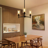3 Lights Black Chandeliers for Dining Room Light Fixture over Table, Entryway Chandelier for Foyer, Hallway Light Fixtures with Glass Shade for Dinning Room Kitchen Island Foyer Hallway-2