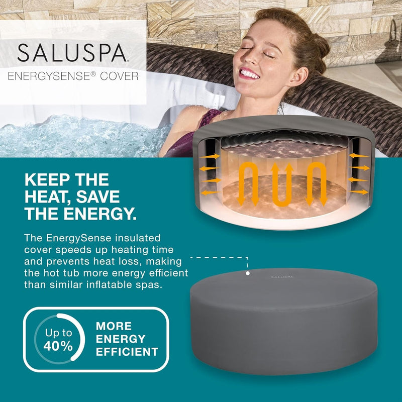 Saluspa St Moritz Airjet 5 to 7 Person Inflatable Hot Tub round Portable Outdoor Spa with 180 Airjets and Energysense Energy Saving Cover-3