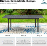 9-Piece Metal Outdoor Patio Dining Furniture Set 8 Sling Dining Swivel Chairs and 1 Expandable Outdoor Dining Rectangle Table, Blue-2