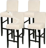 Water Repellent Bar Stool Covers Set of 4, Stretch Washable Barstool Seat Covers, Counter Height Chair Covers for Kitchen Dining Room Cafe (Beige Ripple Jacquard)-0