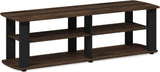 Nelly Entertainment Center TV Stand, Short 43.3"(W) X13.4(H) X13.1(D), Columbia Walnut/Black-0