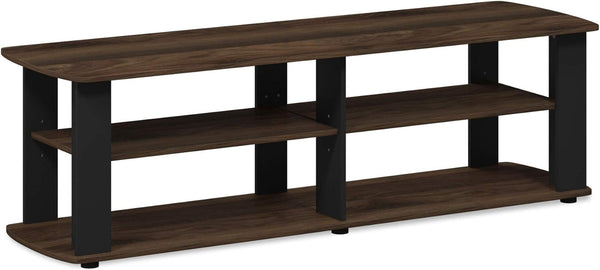 Nelly Entertainment Center TV Stand, Short 43.3"(W) X13.4(H) X13.1(D), Columbia Walnut/Black-0