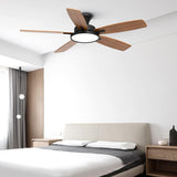 52 Inch Ceiling Fans with Lights,Remote Control Multifunctional Quiet Fan with Three Color Temperature and Dimmable Light with Reversible Blades Black-0