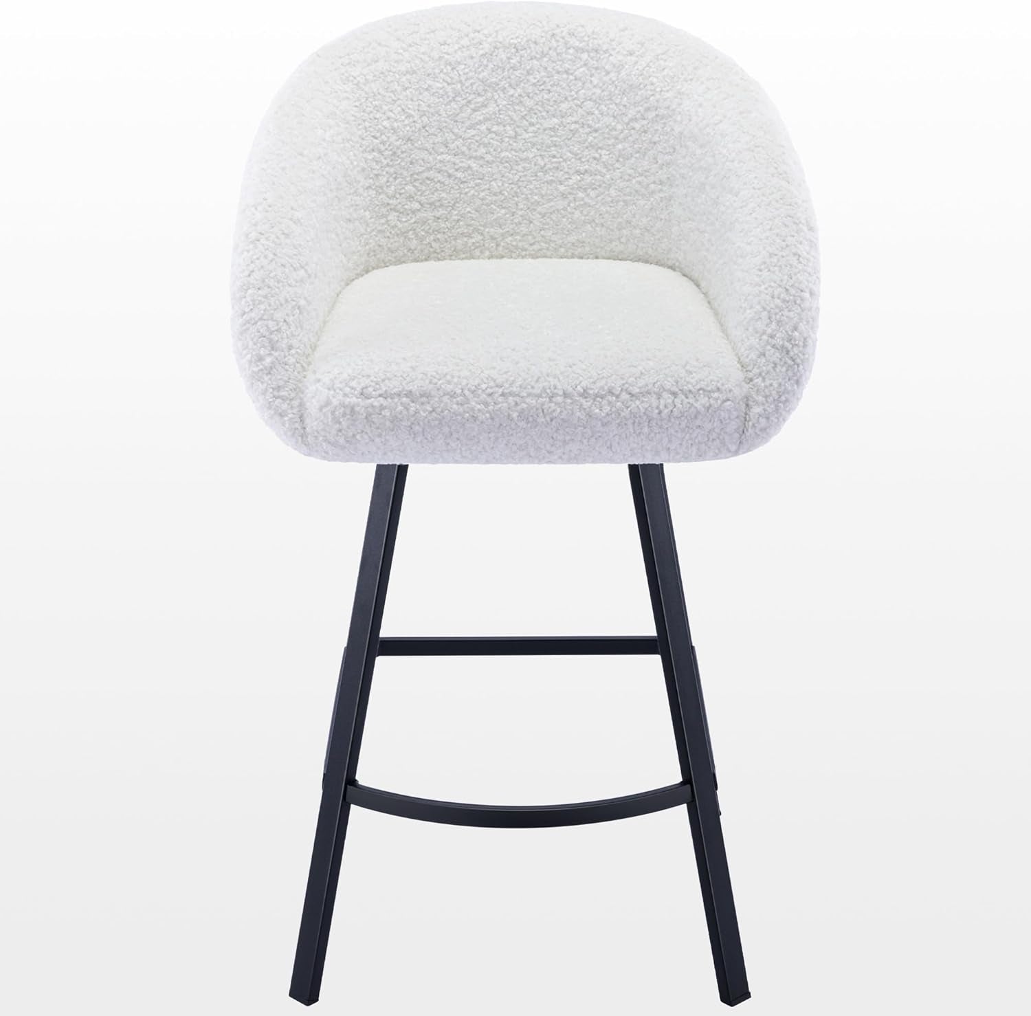 26'' Swivel Counter Stools, Modern Bar Stools for Kitchen Counter, White Sherpa Kitchen Counter Stools, Upholstered Barstools with Backs, Counter Height Stool Chairs with Metal Legs-0
