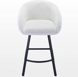 26'' Swivel Counter Stools, Modern Bar Stools for Kitchen Counter, White Sherpa Kitchen Counter Stools, Upholstered Barstools with Backs, Counter Height Stool Chairs with Metal Legs-0